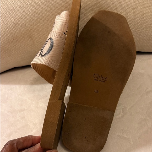 Chloe Woody Flat Mules Women's Tan Sandals Slides - Picture 9 of 10